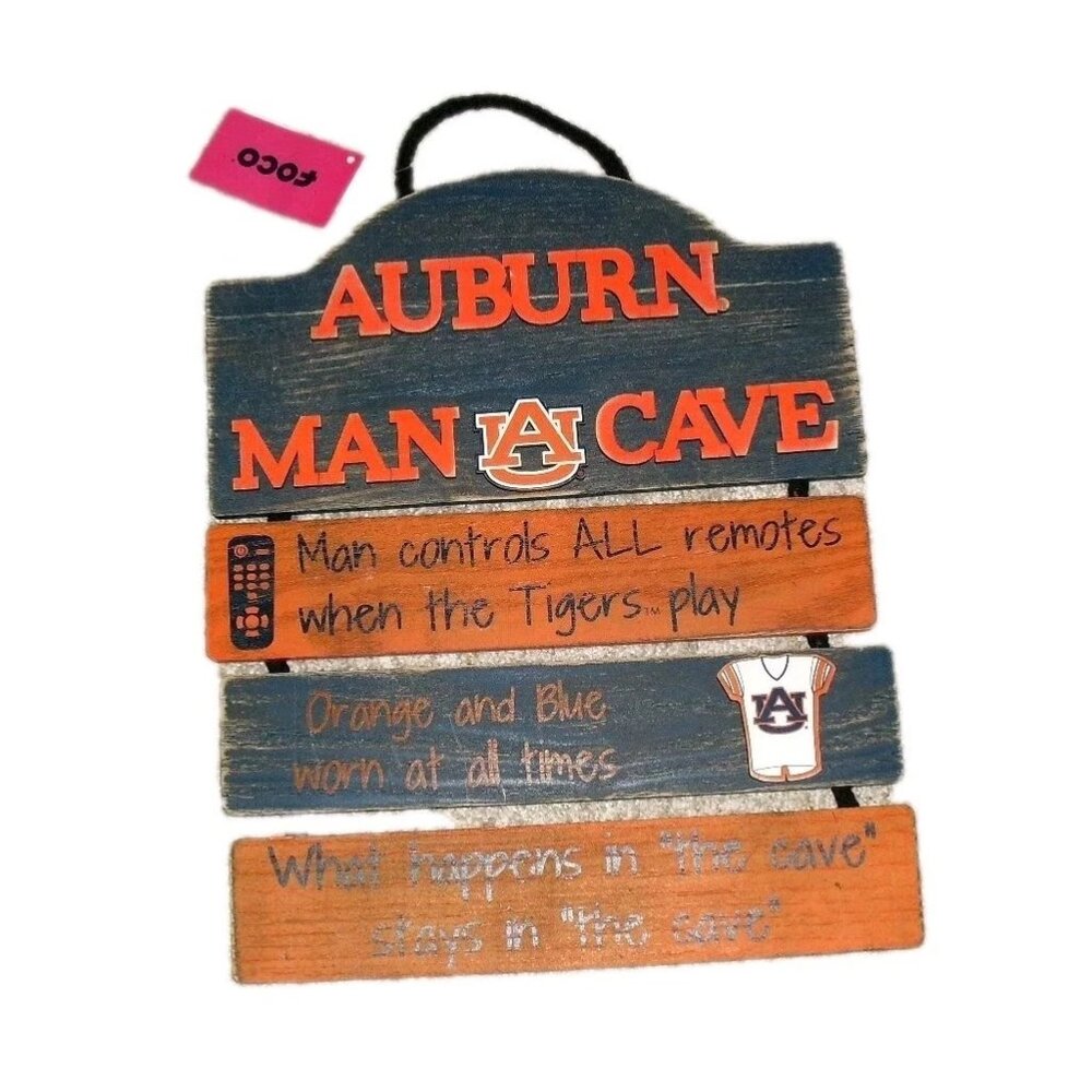 Auburn Tigers University Man Cave Wood Sign New Ncaa Foco